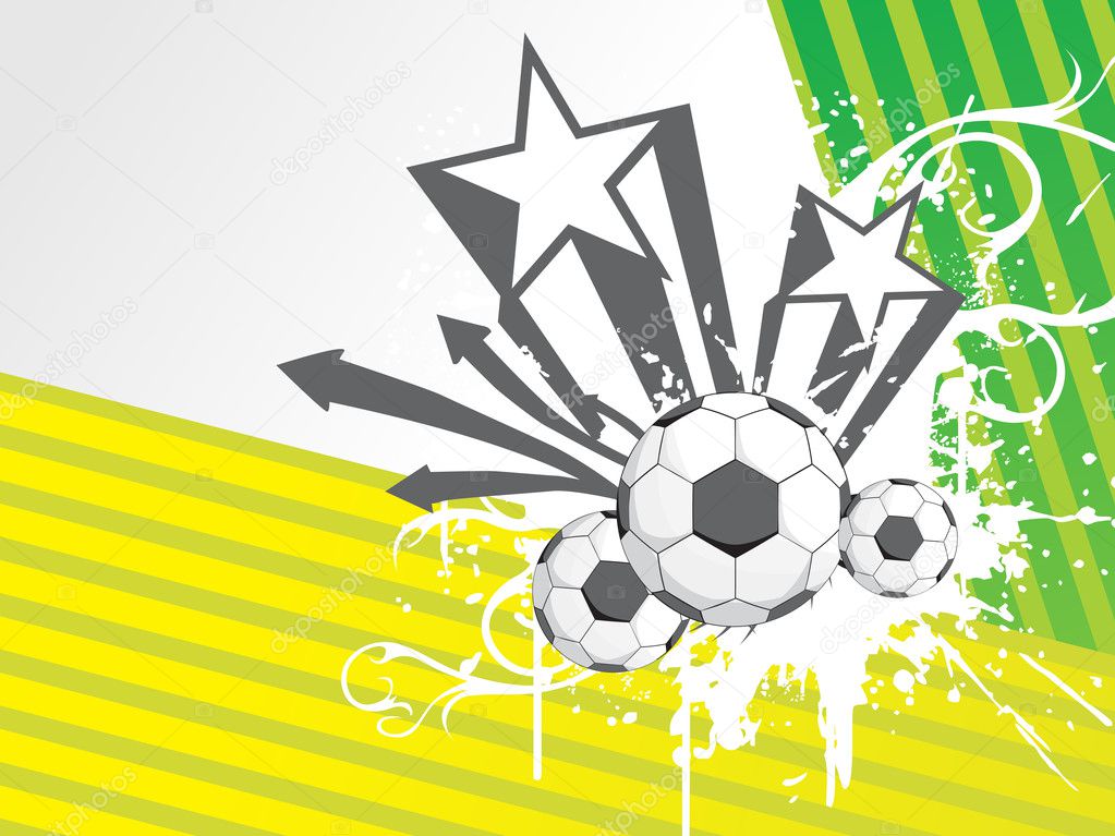 Vector illustration of three Soccer ball with abstract background