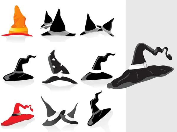 Collection of halloaween hat with background — Stock Vector