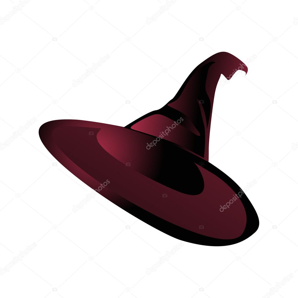 Vector isolated maroon witch hat