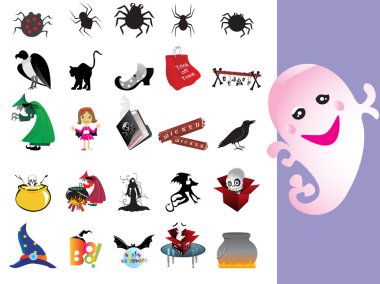 Collection of halloween icons set clipart