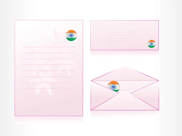 Vector set of postal card, envelop, letterhead — Stock Vector
