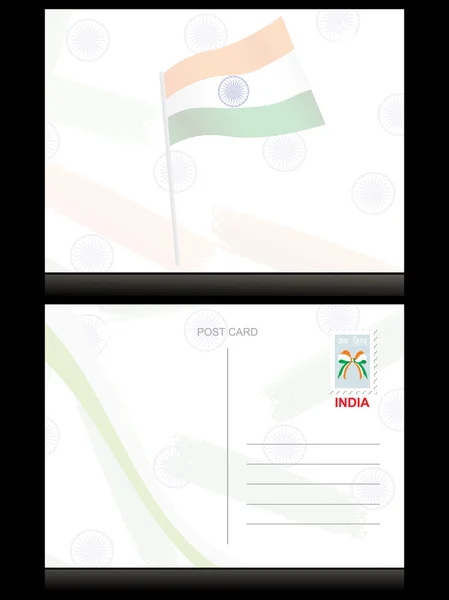 Postkarte mit indischem Fahnenmuster — Stockvektor