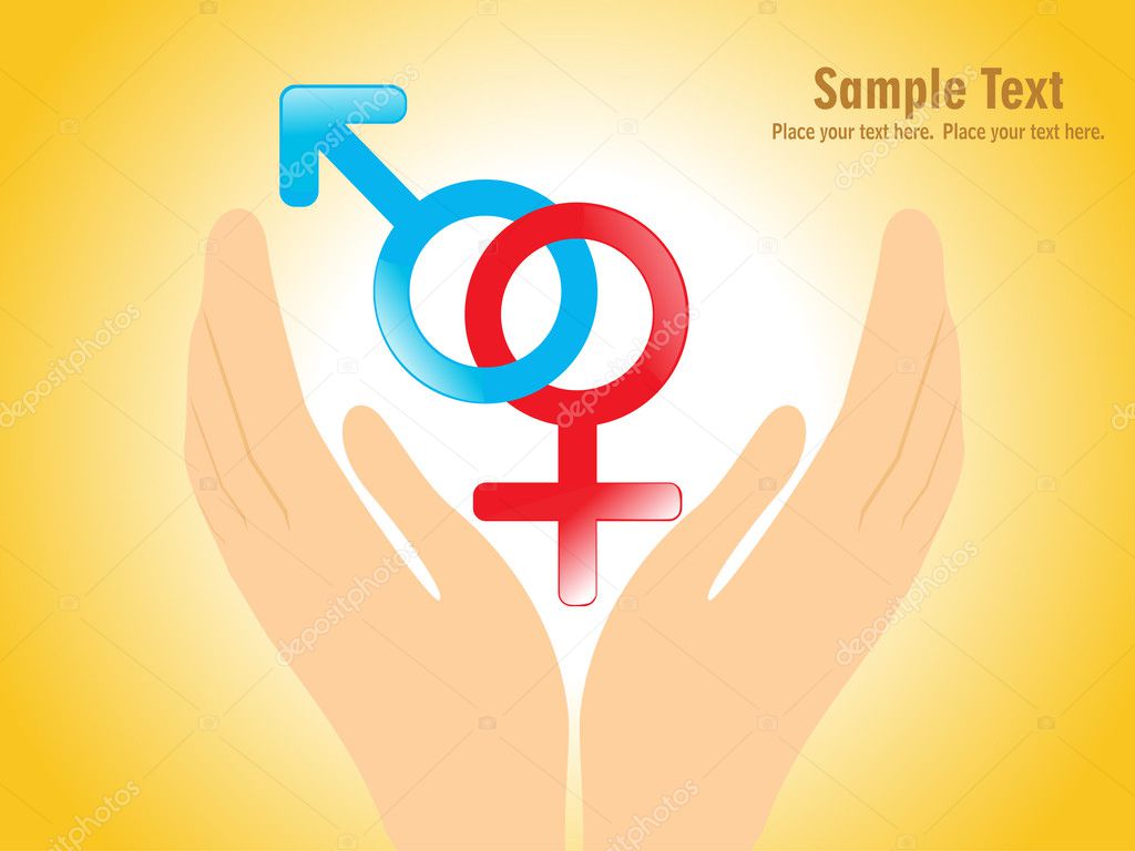 Hand holding male and female symbol
