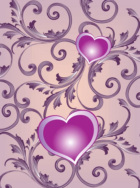 Motif floral avec coeur — Image vectorielle