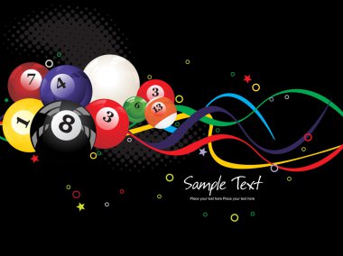 Background with colorful boilliard balls clipart