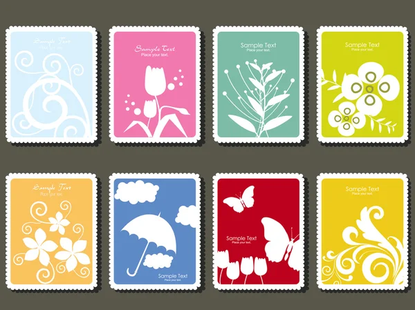 Conjunto de selos postais — Vetor de Stock
