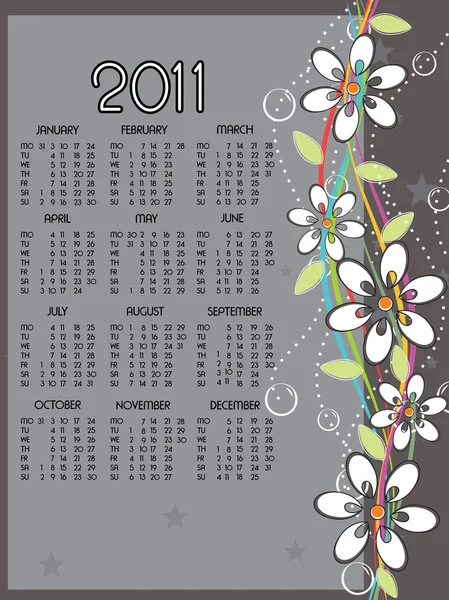 Nový rok 2011 kalendář — Stockový vektor