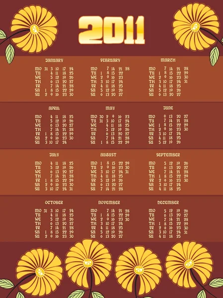 Календар Нового 2011 року — стоковий вектор