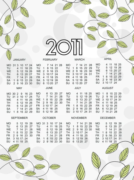 Nuevo año 2011 calendario — Vector de stock