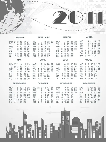 Nuevo año 2011 calendario — Archivo Imágenes Vectoriales
