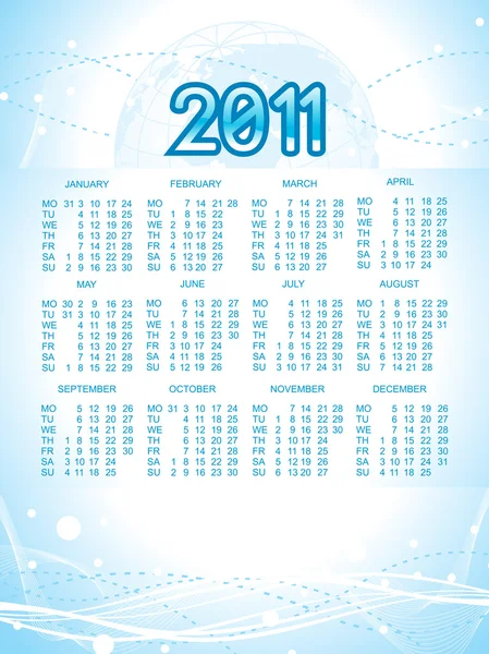 Nuevo año 2011 calendario — Vector de stock