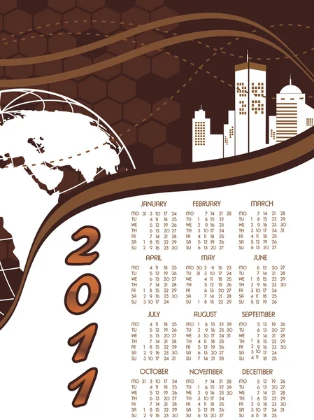 Nytår 2011 kalender – Stock-vektor
