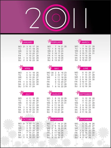 Календарь нового 2011 года — стоковый вектор