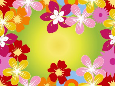 Colorful blossoms with background clipart