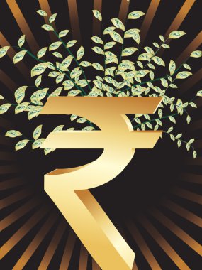 Background with isolated indian rupee clipart