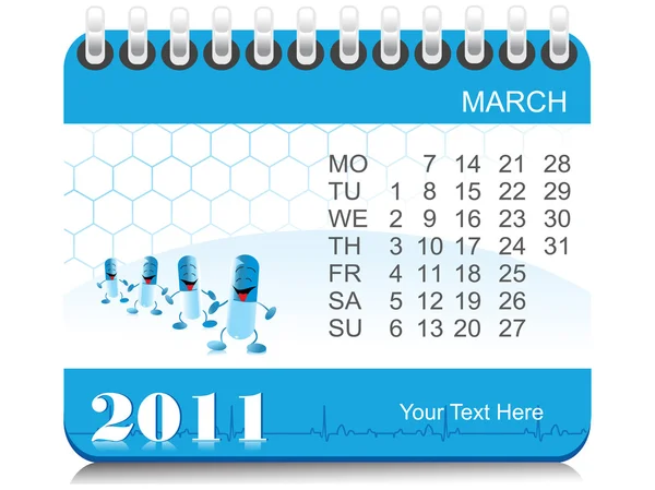 Wektor 2011 Kalendarz medyczne — Wektor stockowy