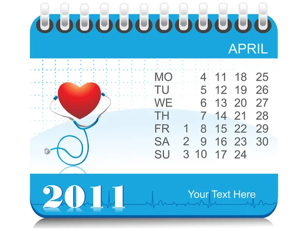 Vettore 2011 calendario medico — Vettoriale Stock