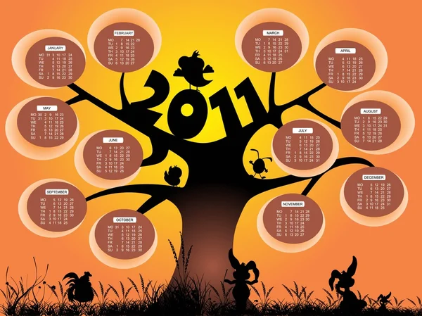 Vektorové kalendář pro rok 2011 — Stockový vektor
