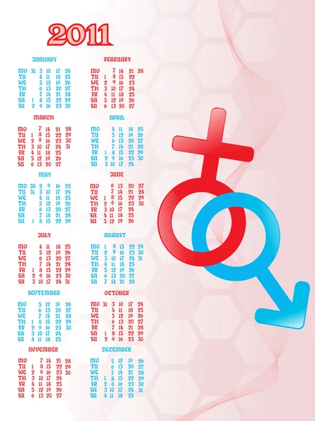 Векторний календар на 2011 рік — стоковий вектор
