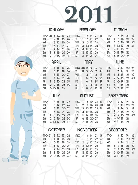 Векторний календар на 2011 рік — стоковий вектор
