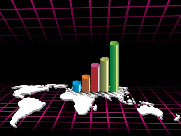Obchodní graf a svět mapa — Stockový vektor