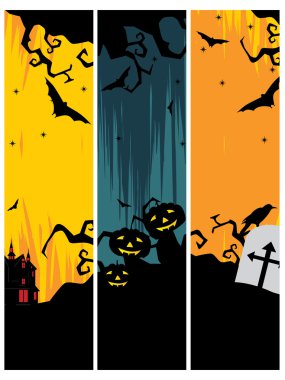 Set of three halloween banner clipart