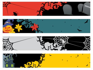 Set of three halloween banner clipart