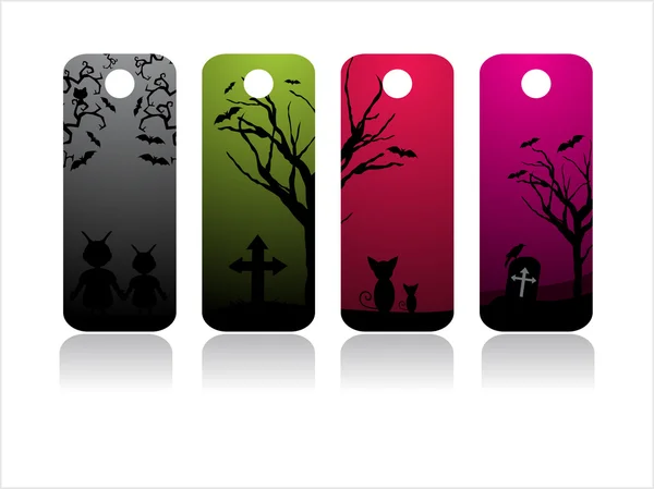 Ensemble de quatre étiquettes halloween — Image vectorielle