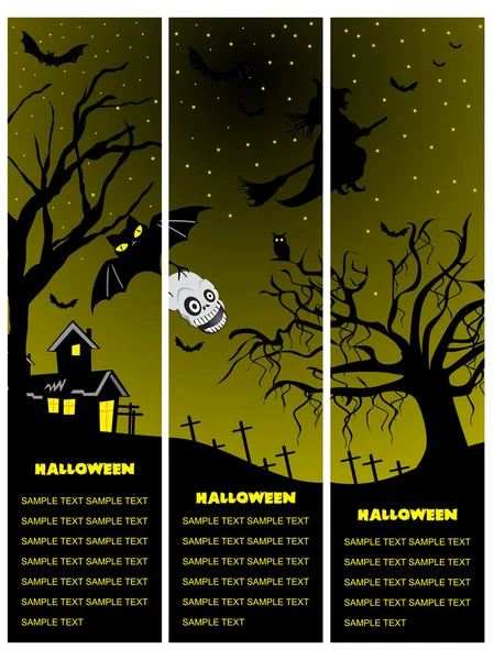 Set van drie halloween banner — Stockvector