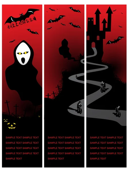 Set van drie halloween banner — Stockvector
