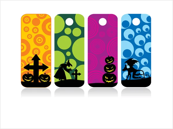 Set of four halloween tag — Stock Vector