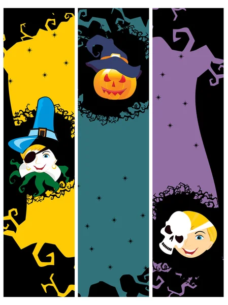 Ensemble de trois bannières Halloween — Image vectorielle