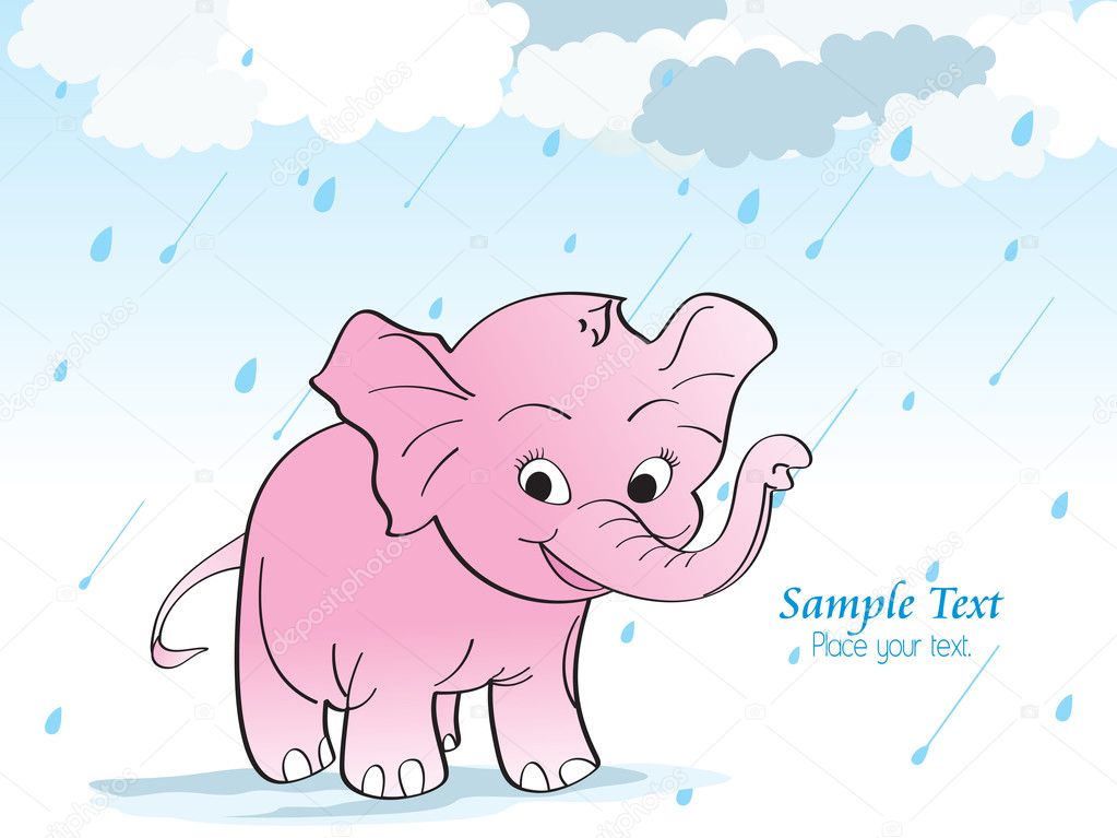 Rainy background with elephant