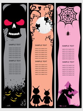 Background with set of halloween banner clipart