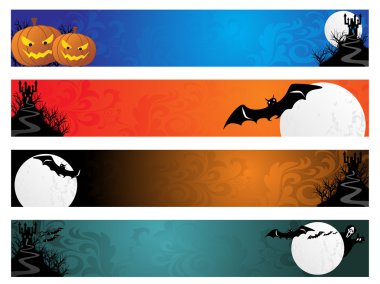 Set of scary halloween banner clipart