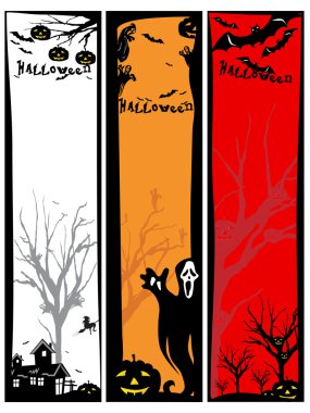 Set of scary halloween banner clipart