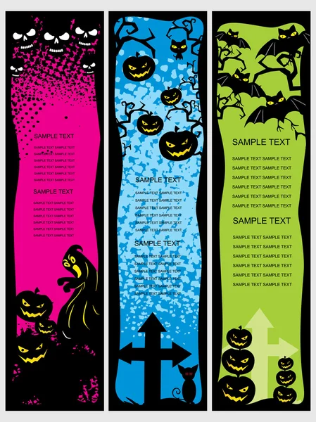 Bakgrund med uppsättning av halloween banner — Stock vektor