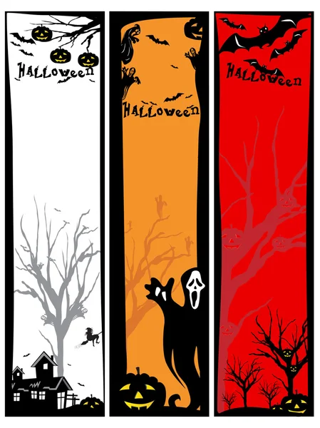 Ijesztő halloween banner csoportja — Stock Vector