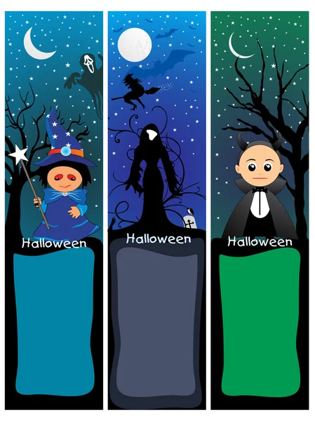 Ensemble de bannière halloween effrayant — Image vectorielle