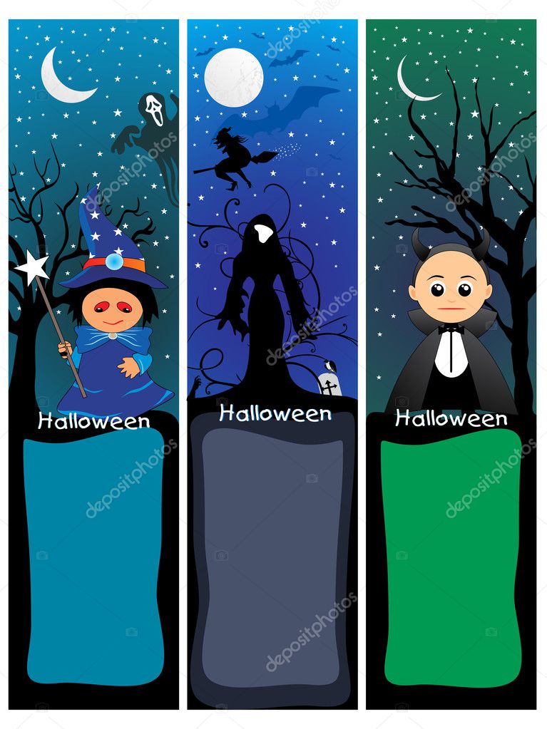 Set of scary halloween banner