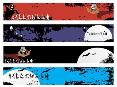 Background with set of halloween banner clipart