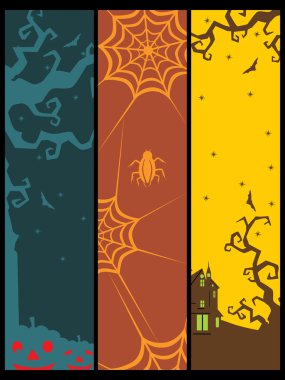 Background with set of halloween banner clipart