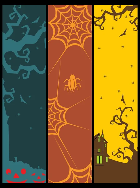 Hintergrund mit einer Reihe von Halloween-Bannern — Stockvektor