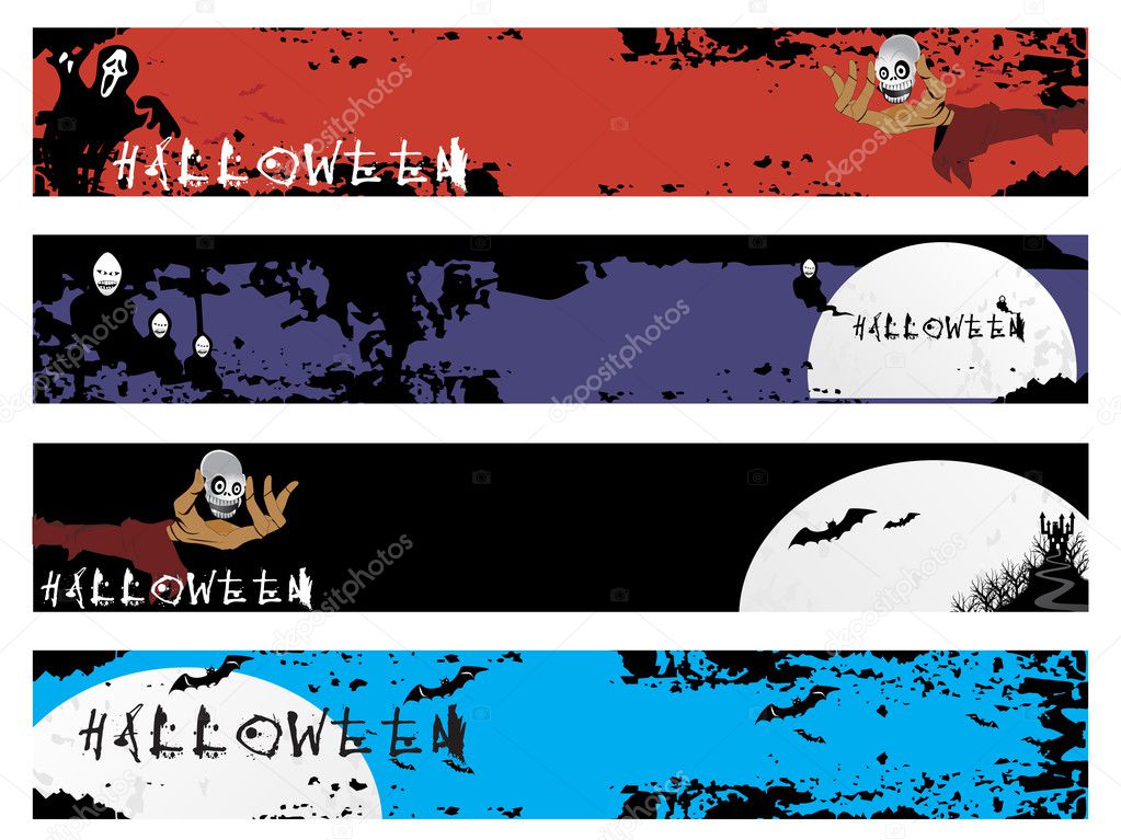 Background with set of halloween banner