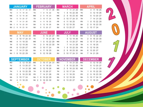 El calendario para un nuevo año 2011 — Vector de stock