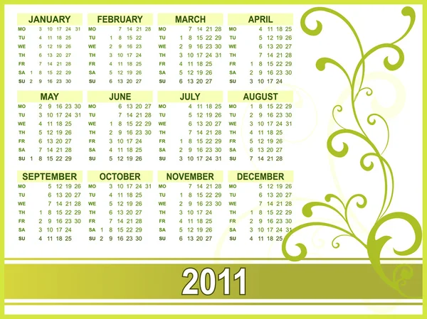 Calendário de Ano Novo 2011 — Vetor de Stock