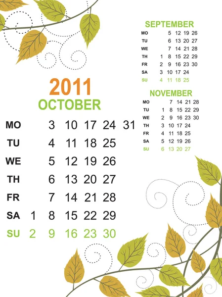 Ημερολόγιο για το νέο έτος 2011 — Διανυσματικό Αρχείο