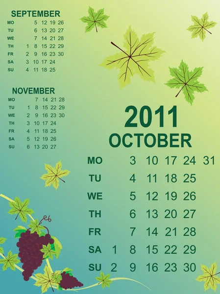 Kalendář pro nový rok 2011 — Stockový vektor