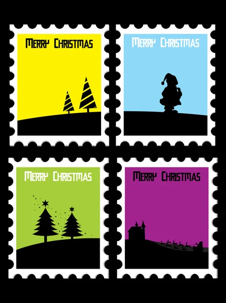 Sada veselých vánočních známek — Stockový vektor