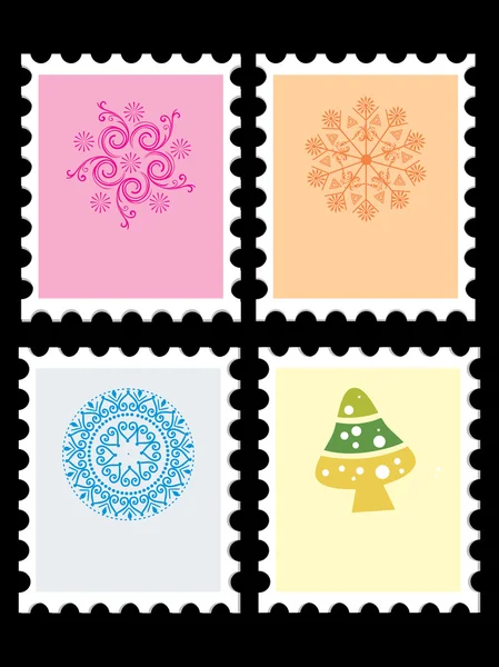 Conjunto de feliz sello de Navidad — Archivo Imágenes Vectoriales